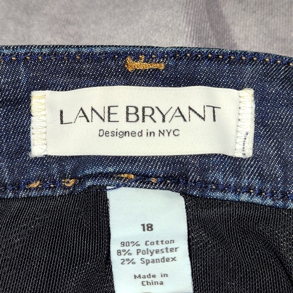 LANE BRYANT Mid-Rise Super Stretch Skinny Destressed Jeans - Picture 9 of 9